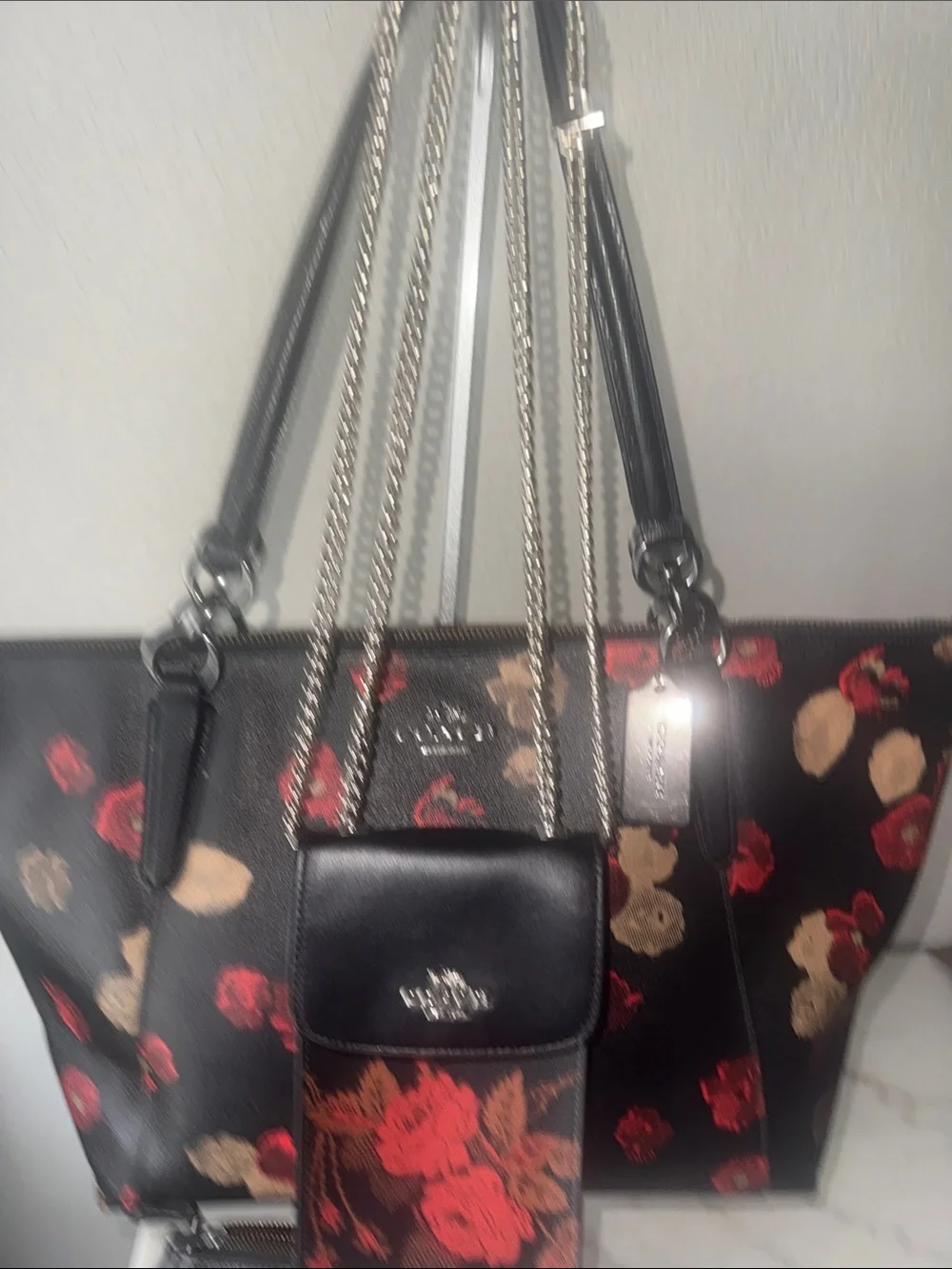 Coach Halftone Floral Ava Tote F5554 Wallet F55676 Bundle 3pc-w/COA GUC!! - Picture 15 of 17